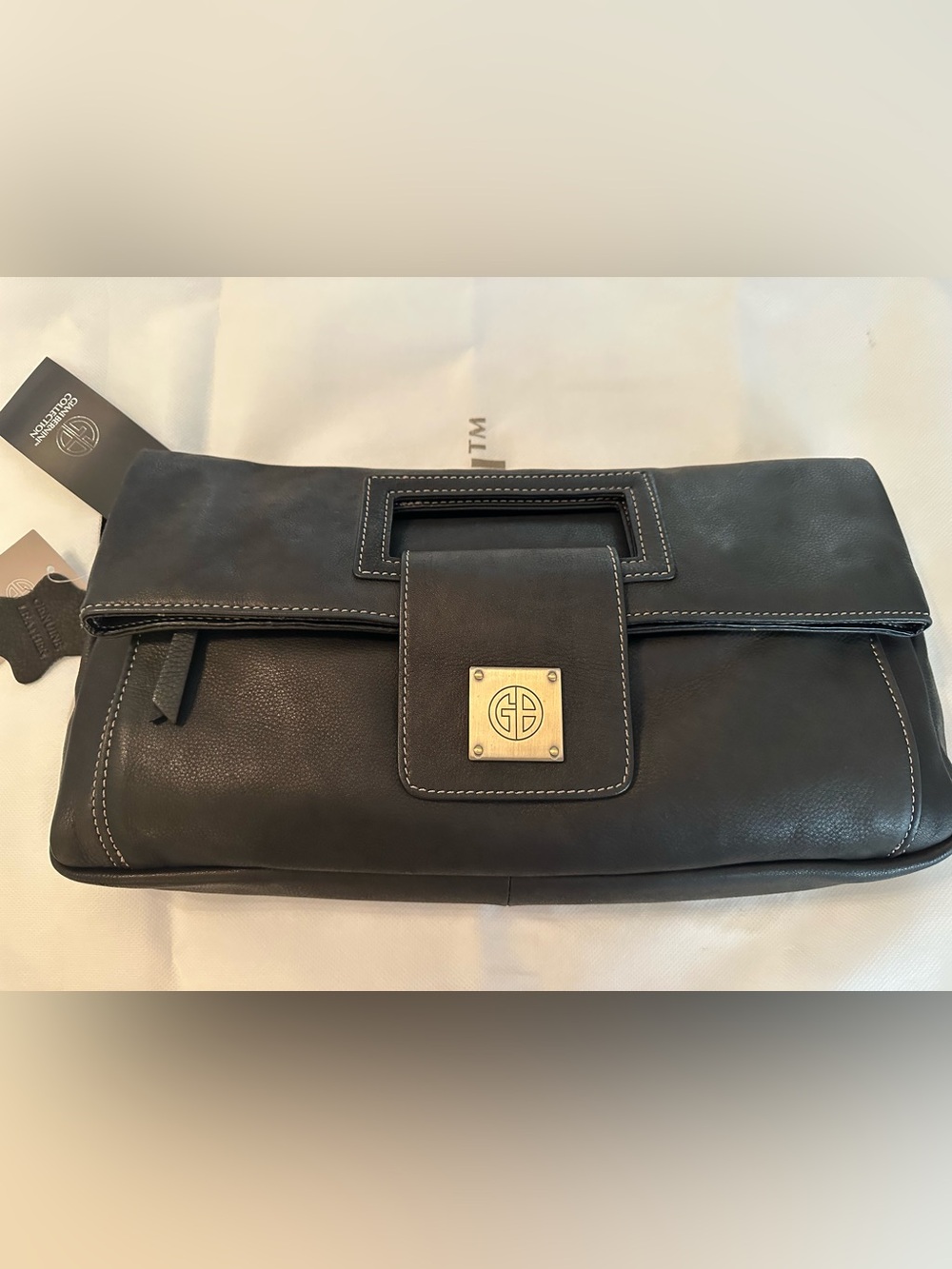 Giani Bernini Soft Leather Foldover Convertible Handbag/Clutch/Shoulder Bag – NW